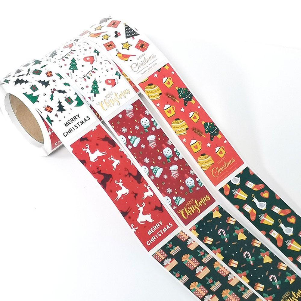 Year Gift Box Wrapping Merry Christmas Stickers Greeting Tags Sealing Labels Santa Claus Snowman