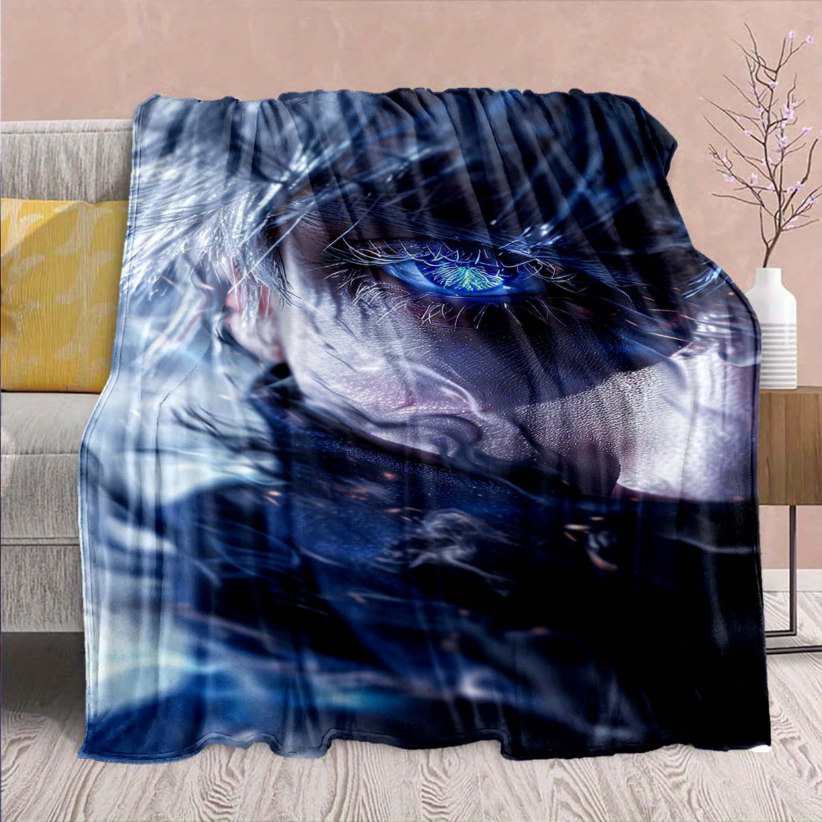 Jujutsu Kaisen Anime Flannel Blanket - Soft Warm Perfect for Sofa, Bedding Camping Travel Office Home Decor -QJY 75x90cm