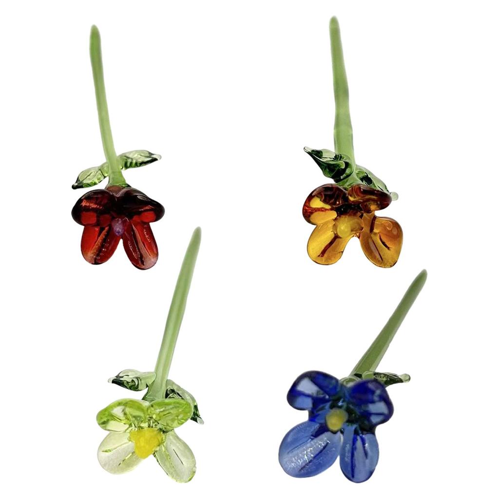 Mini Glass Flower Decor Decorative Gifts Decoration Artificial Flower for Mom Wife Women Girls Mother's Day Wedding Office