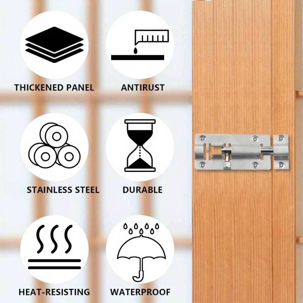 4-Pack Durable Stainless Steel Door Pin Locks, Metal Security Sliding Bolt for Wooden Doors, Anti-Theft Pin Bar for Home Safety