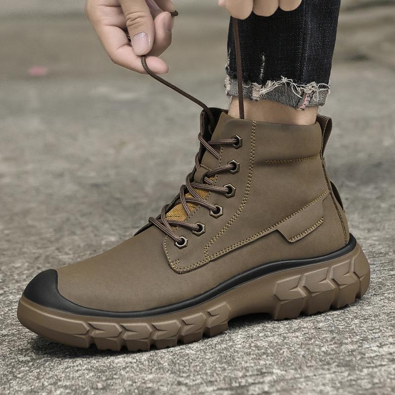 Retro British High-top Men Boots Fashion High Quality Leather Shoes New Outdoor Men Motorcycle Boots Luxury Men Ankle Boots