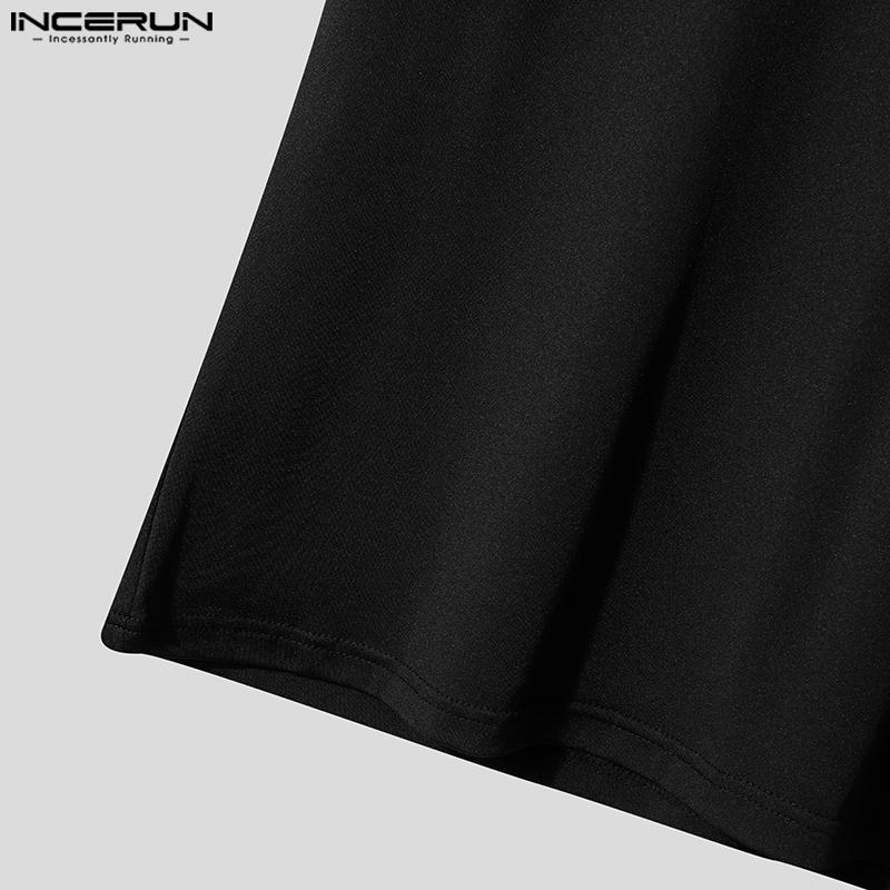INCERUN Summer Men Short Sleeve Mesh Sheer Patchwork Skinny T-shirts