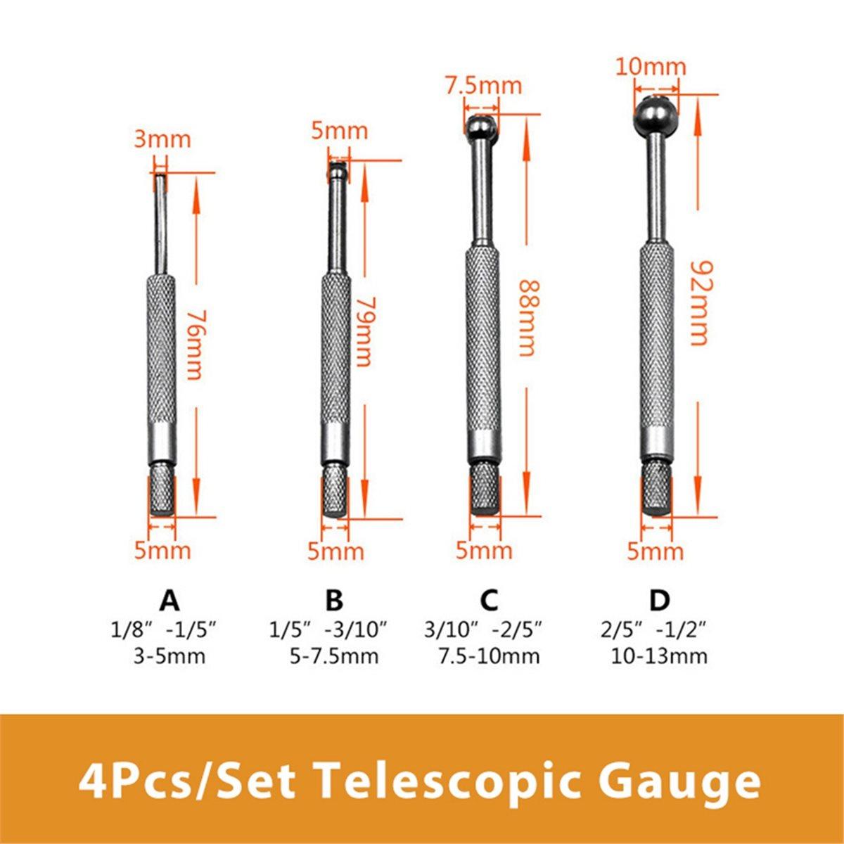 

4pcs Telescoping Small Hole Gauge Set Full Round Spherical Shaped Hardened Bore Gauge Round China Mainland