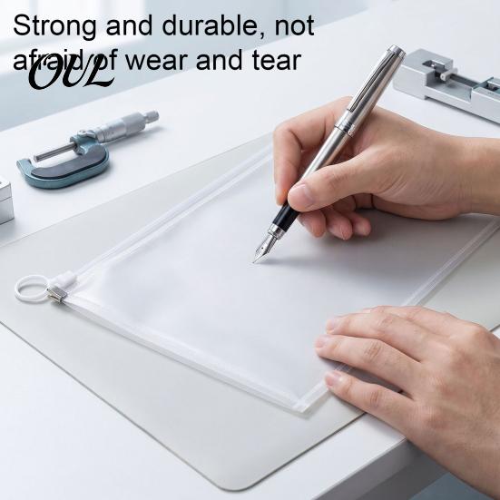 Protective Case for Office Supplies 3D Zipper Document Pouch, Transparent PP Matte Envelope File Folder, Portable Storage Home And Durable Organizer