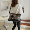Popular Frosted Leopard Print Large Capacity Tote Bag for Women's Spring New Trend Single Shoulder Crossbody Bag