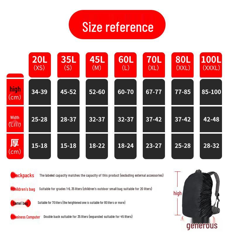 Reflective Waterproof Backpack Rain Cover for Outdoor and School Use