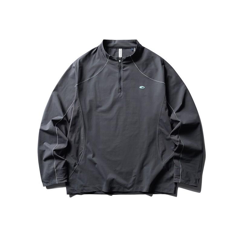 Mens Womens Quick Dry Long Sleeve T-Shirt With Half Zip Collar Loose Fit UV Protection Hiking Sport Shirt