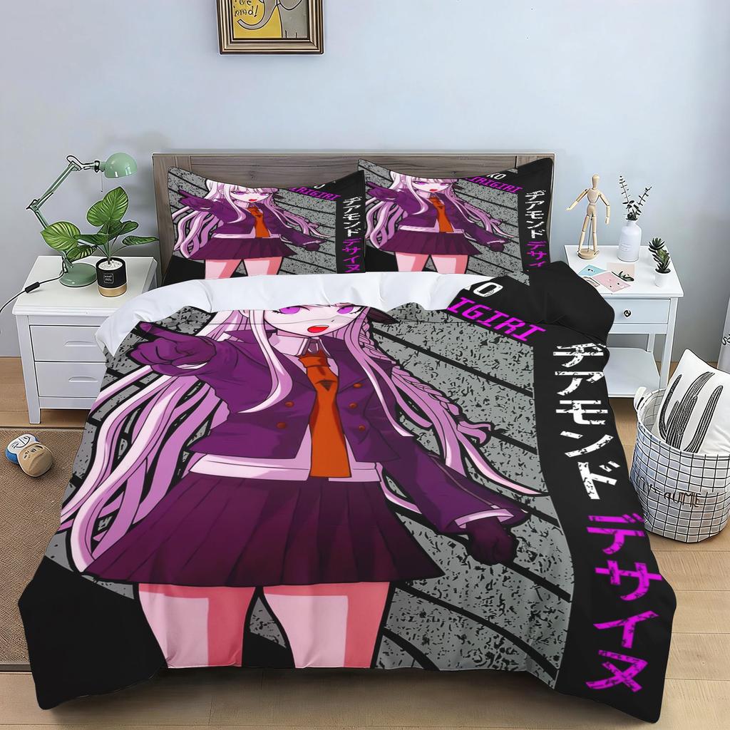 Danganronpa Anime Duvet Cover Set Monokuma Cartoon Bedding Set Quilt Cover Pillowcase Soft Bed Bedroom Decor Home
