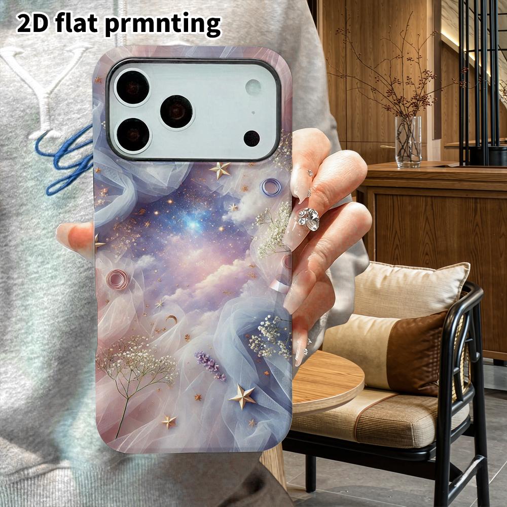 Phone Case: 2D Flat Design Suitable for iPhone 18 17 16 15 14 13 Pro Film Protective Case, Couple Style, Veil Starry Sky, Christmas and Halloween Gift