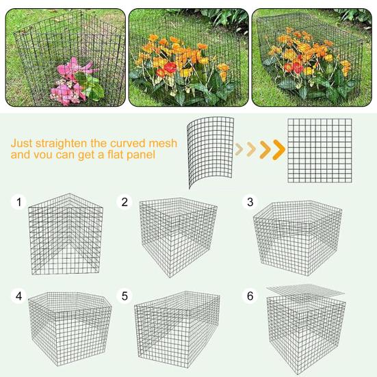 Wire Plant Protector from Animals Plant Protection Cage Set Tree Trunk Protector with Ground Stakes Ties for Garden Protection Keep Rabbit Fox Out