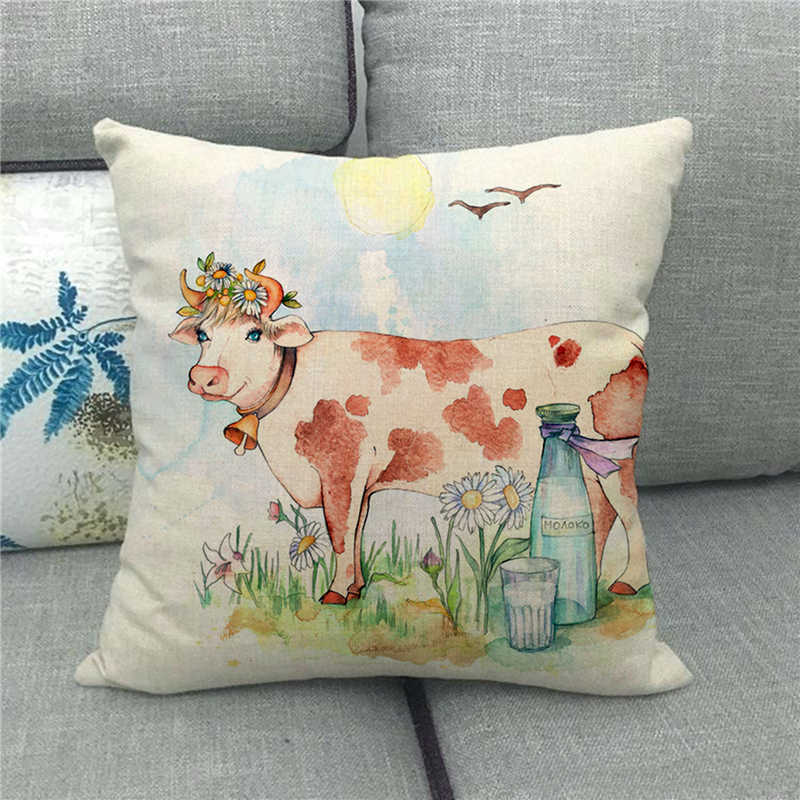 Cute Farm Christmas Animals Digital Printing Short Plush Pillow Covers For Car Sofa Office Cushion Cover Home Goods