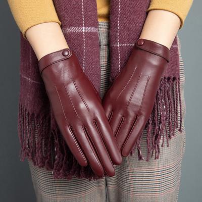 Guanti in Pelle da Donna Montone Invernale Manicure Touch Screen con Velluto Ispessito Caldo e Freddo Guanti Corti da Guida