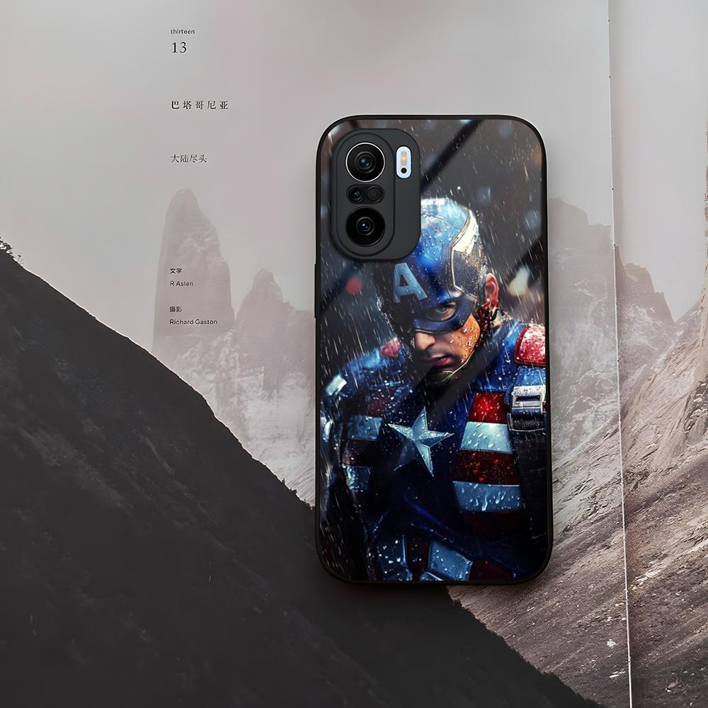

Captain America Phone Case Tempered Glass For Xiaomi 15 14 12 Lite Pro 13 11t Lite POCO M6 M5 X6 X5 X3 F5 F6 Pro Cover POCO X6 Pro