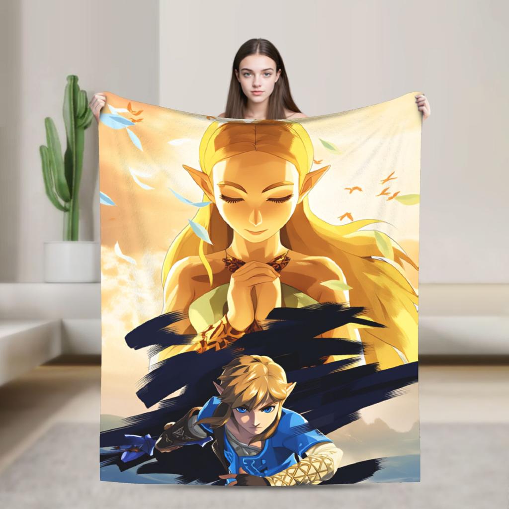 Link Cartoon Z-Zeldas Soft Warm Blanket Decorative Plush Throw Blanket Aesthetic Couch Chair Flannel Bedspread Sofa Bed Cover