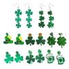 St Patricks Day Earrings Lightweight Acrylic Glitter Shamrock Earrings Sparkly Lucky Clover Dangle Drop Earrings for Women Holiday Party Accessories