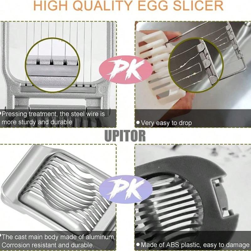 Stainless Steel Egg Slicer - Heavy Duty Wire Cutter for Hard Boiled Eggs & Soft Fruits, Dishwasher Safe Kitchen Tool (304 Grade)
