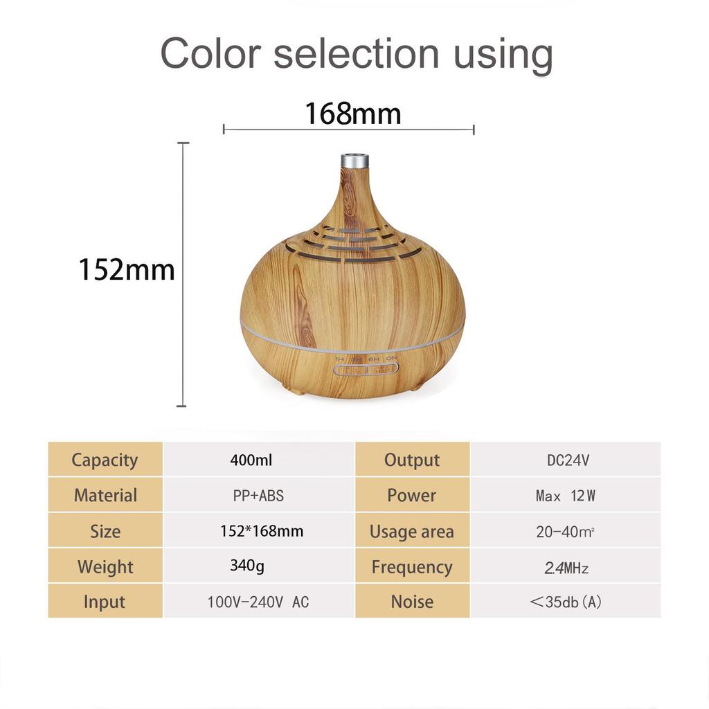 WiFi Wood Grain Aroma Diffuser, 400ML Air Atomizing Humidifier