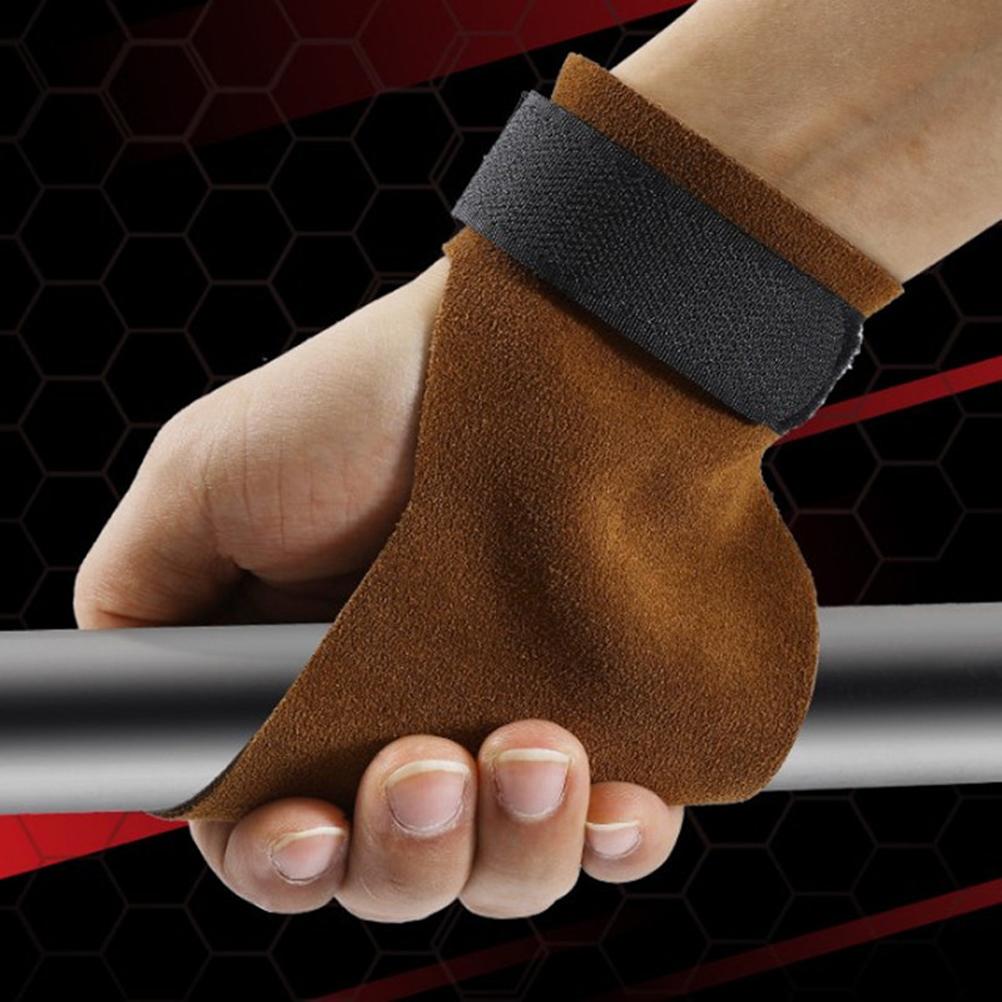 2 Pcs Leather Gymnastic Hand Grips Anti Skid Bodybuilding Grips Weight Lifting Pull Up Bar Workout Palm Protector Gloves