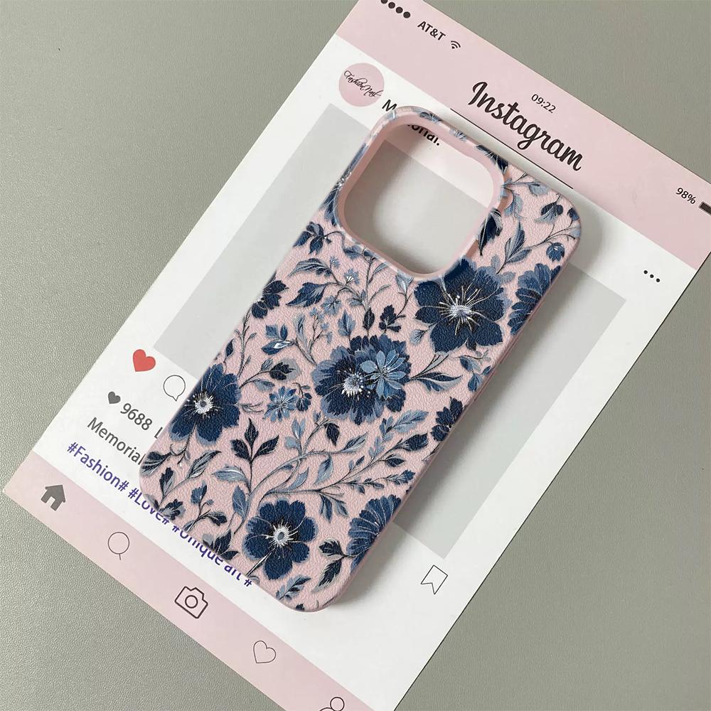 Blue Flowers Bloom Lightly Phone Case For IPhone 16 16e 15 14 13 12 11 Pro Max 7 8 XR XS Transparent Silicone Soft Cover Case