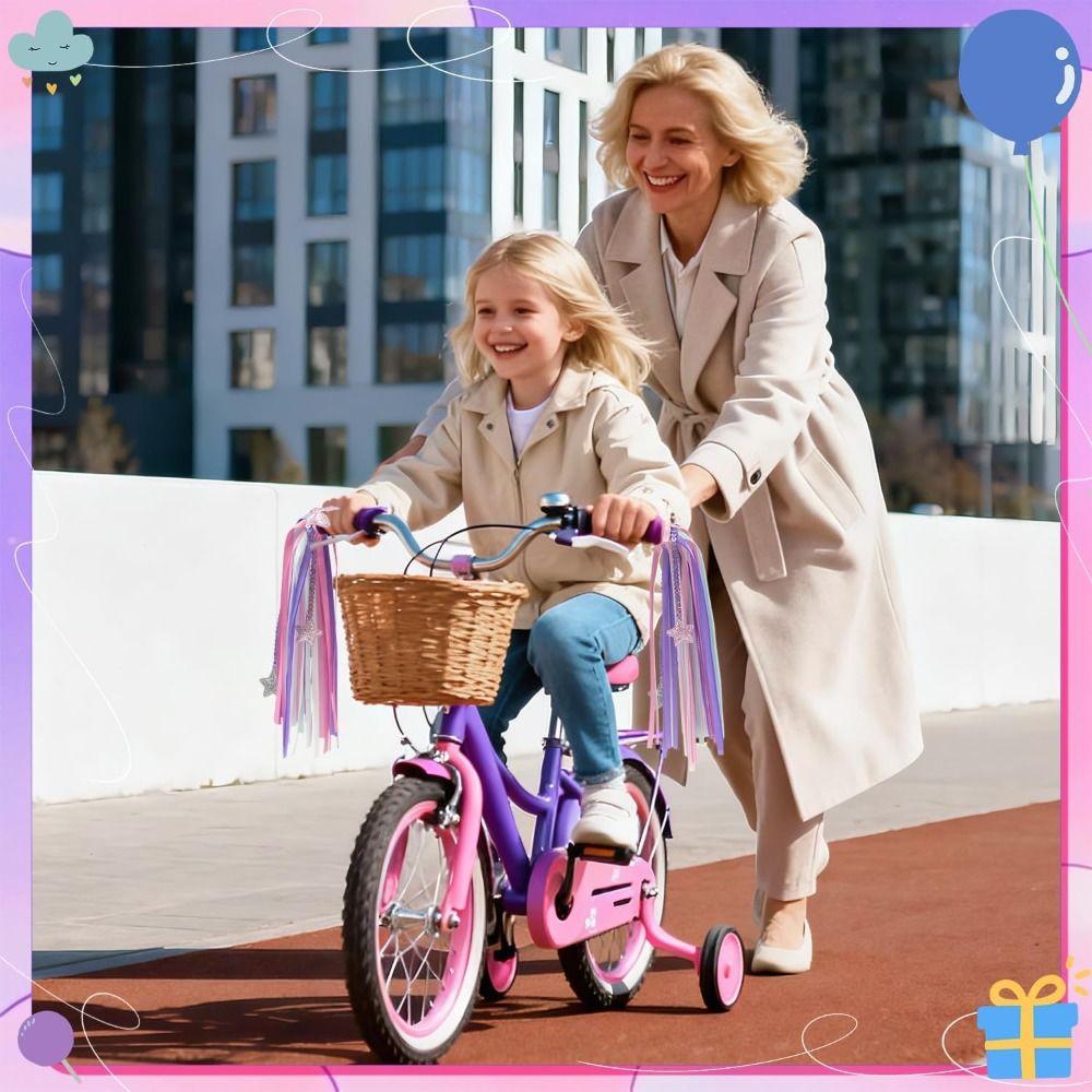 1pair Colorful Bike Tassels Ribbon Style Scooter Tassels Sparkly Handlebar Streamers  Scooter