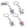 Turtle Key Ring Rhinestone Flower Keychain Luxury Alloy Car Decorative Animal Charm Ring Keychain Pendant for Backpacks Handbag Decoration