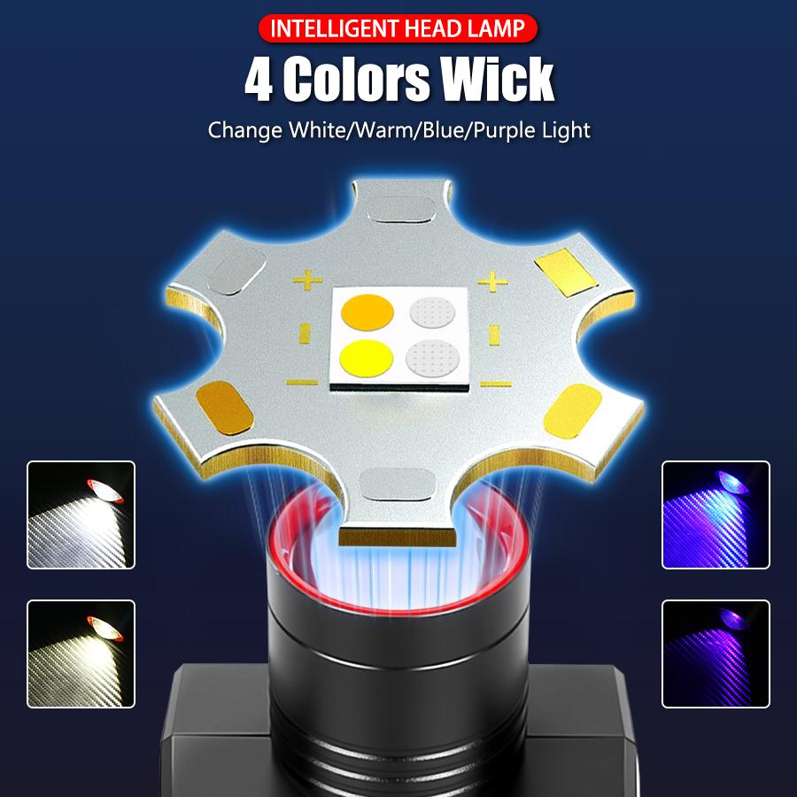 4-LED Zoomable Headlamp -Rechargeable Head Light Portable Work Light for Fishing/Hiking,Handsfree Torch for Adventure/Emergency,