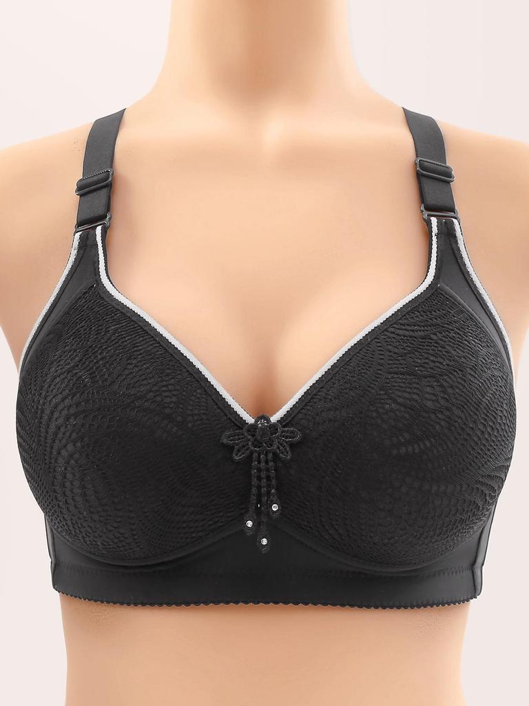 Plus Size No-Magnetic, No-Underwire Push-Up Side Support Anti-Sag Bra