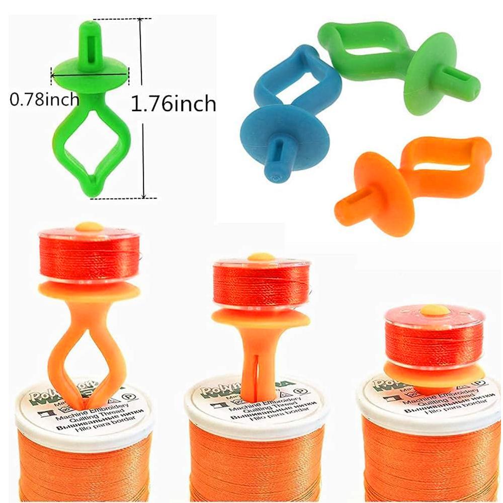 100Pcs Silicone Bobbin Holder thread Spool Savers Clamp Stack Bobbins on Top of Thread Spools for  Embroidery Sewing Tools Clips