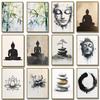 Zen Enso Krąg Budda Kwiat Lotosu Bambus Drzewko Bonsai Plakat Obraz na Płótnie Druk Medytacja Minimalistyczny Plakat Dom