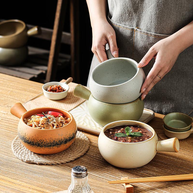 Japanese Style Ceramic Handle Bowl