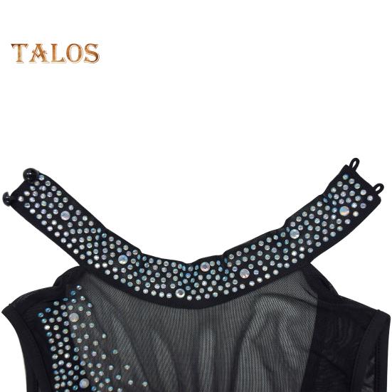 Lady Evening Dress Rhinestone Decor Mesh Patchwork Sleeveless Skinny Round Neck Wedding Party Maxi Dress for Prom Club Formal Banquet
