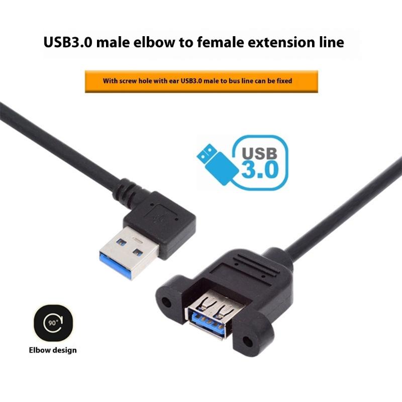 Fast Speed 5Gbps USB 3.0 Extension Cable Right Angle/Straight Head Adapter Male to Female Secure Mounting Ears Design