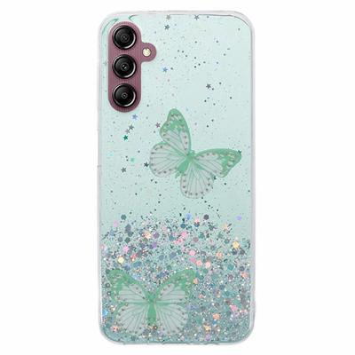 WANLONFENG AW Series for Samsung Galaxy A54 5G Case Glitter 3D Butterfly TPU Phone Cover with HD Film 2-in-1