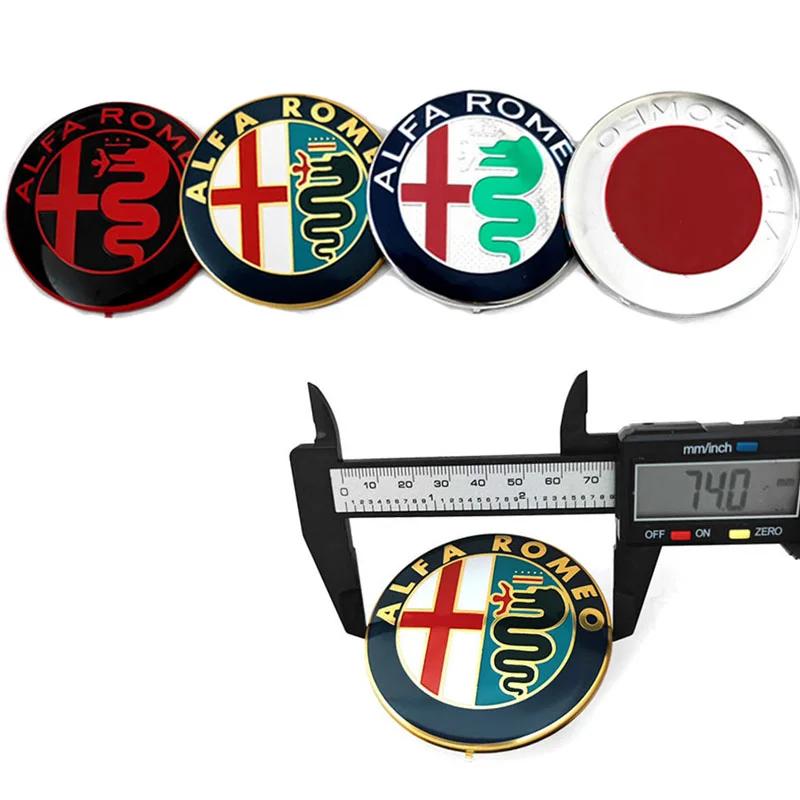 2026 Heißer Alfa Romeo 2 Stück 74mm 3D Metall Alfa Romeo Aufkleber Auto Styling Zubehör Für Auto Haube Frontgrill Heckklappe Mitte E