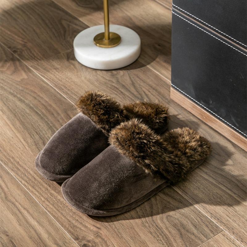 Женская обувь Новые плюшевые женские тапочки зимние теплые удобные шлепанцы на платформе женские толстые подошвы хлопковые домашние туфли 40-44 2289₽