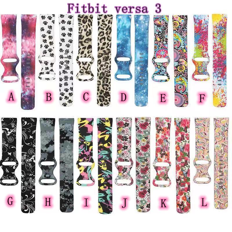 Pattern Printing Design Silicone Watch Band Strap Replacement Size S for Fitbit Versa 3