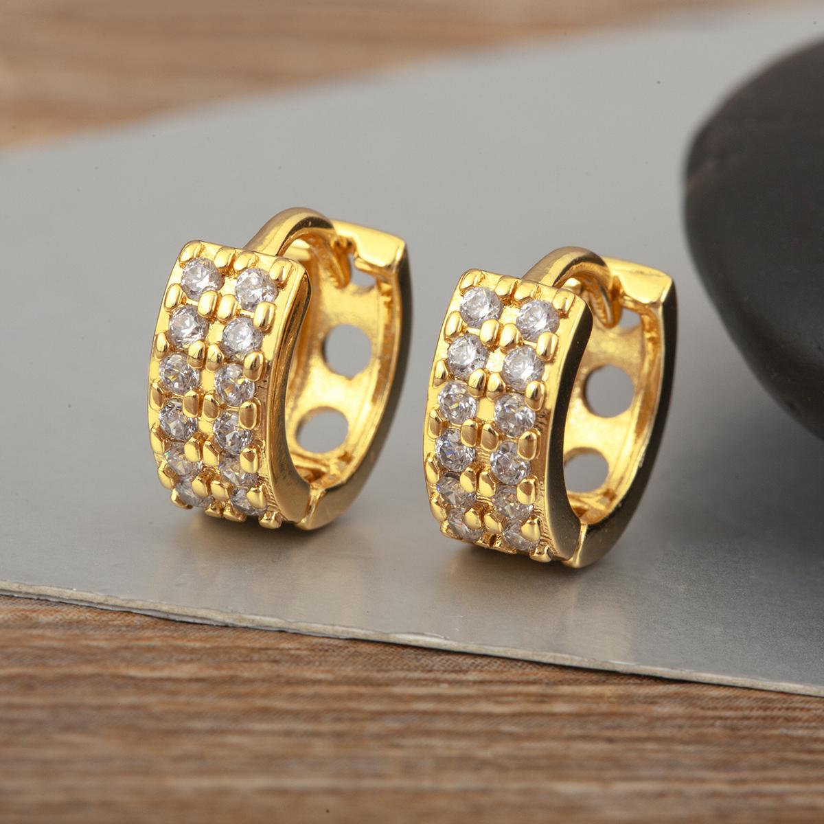 

Nidin Light Luxury Trendy Double Layer Crystal Zircon Hoop Earrings For Women Female Fashion Versatile Circle Ear Jewelry Gifts