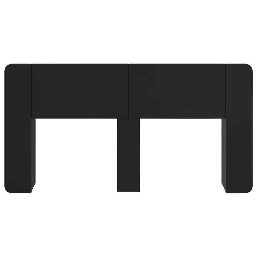 Headboard Cabinet with Storage Black Wood Based Material