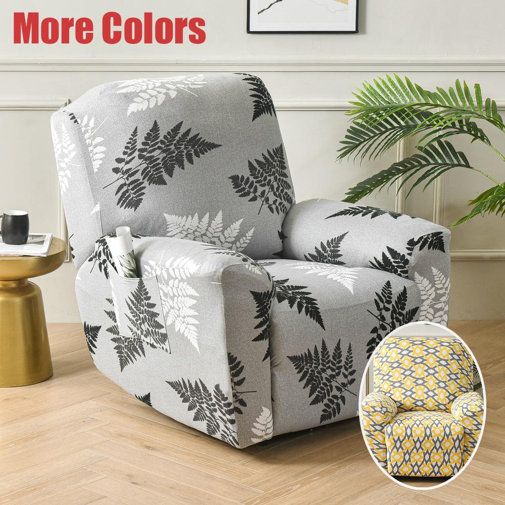 Printed Elastic Recliner Sofa Cover Soft Stretch Single Sofa Covers For Living Room Pets Kid Split Functional Lounger Chair Case