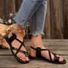 [Casual Flat Sandals] Casual Flat Sandals with Adjustable Cross Straps | Vacation Beach Sandals, Flip-Flops, and Thong Sandals