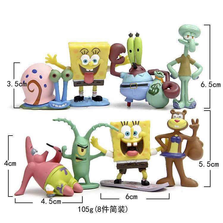 Spongebob Squarepants Patrick Star Squidward Pvc Figure Toy Set For Children 8pcs/lot