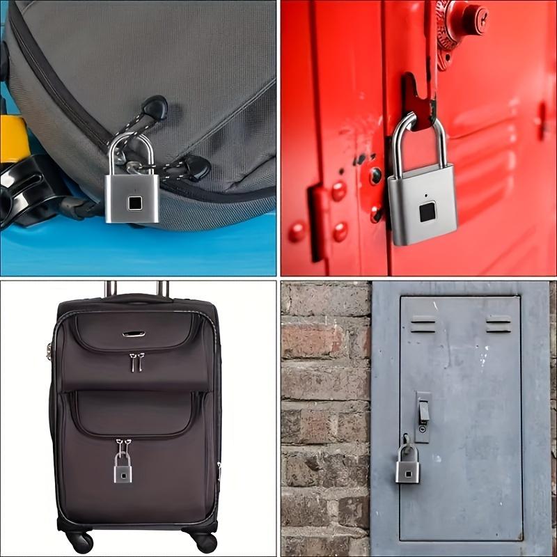 1pc Mini Smart Fingerprint Padlock, Security Door Lock, Total Of 10 Fingerprint USB Rechargeable Lock For Suitcase Luggage