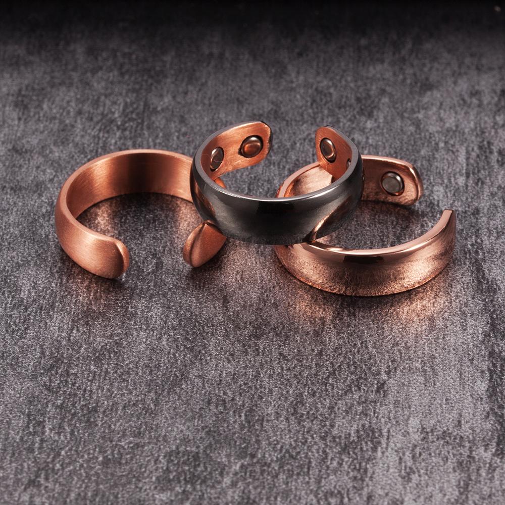 Vinterly Kupfer Magnetischer Ring Herren Mattes Finish Gesundheit Energie Einfaches Verstellbares Armband Reines Kupfer Ringe für Herren Damen Schmuck