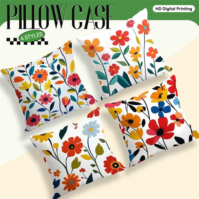 Home Decor Colorful Floral Pattern Decorative Pillow Covers Pattern Cushion Cover Suitable For Sofa Bedroom Car Pillow Cover