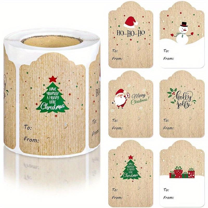 Frohe Weihnachten Geschenkanhänger Etikett Aufkleber Kraftpapier Handgeschrieben Name DIY Party Scrapbook, Weihnachtsfeier Gastgeschenke, Hängende Dekoration