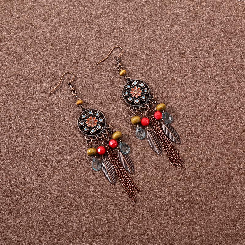 Handmade Retro Bohemian Ethnic Tassel Earrings for Women, Long Thai Style