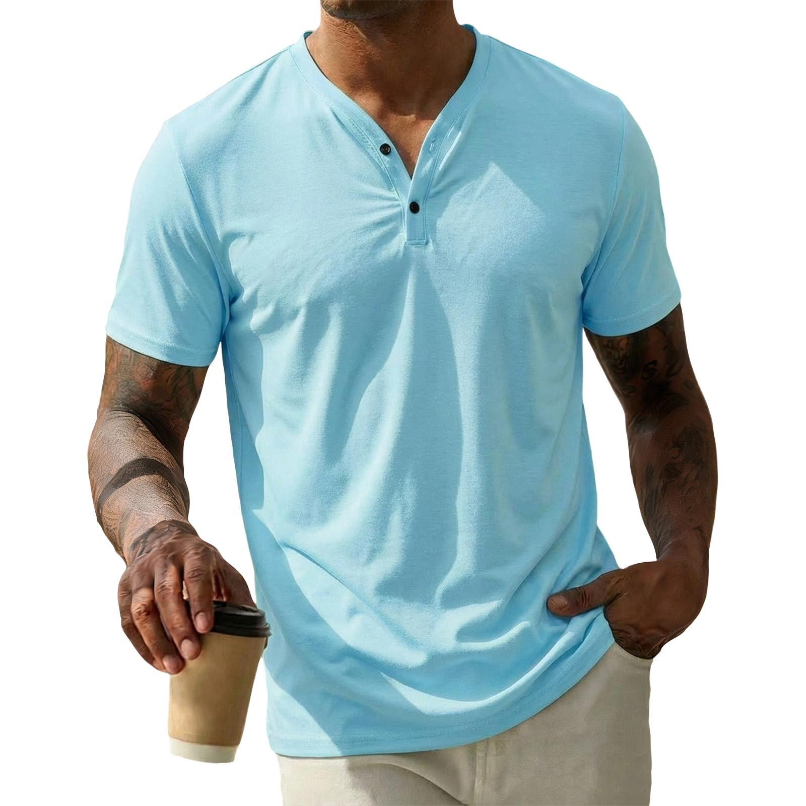 

Men s Summer V-Neck Short Sleeve Shirt Men s Casual Fashion Shirt M