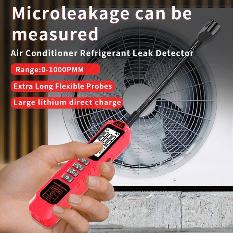 Halogen Leak Tester CFCs HCFCs Gas Tester with Light & Alarm Leak Detector 0-1000PPM AC Sniffer