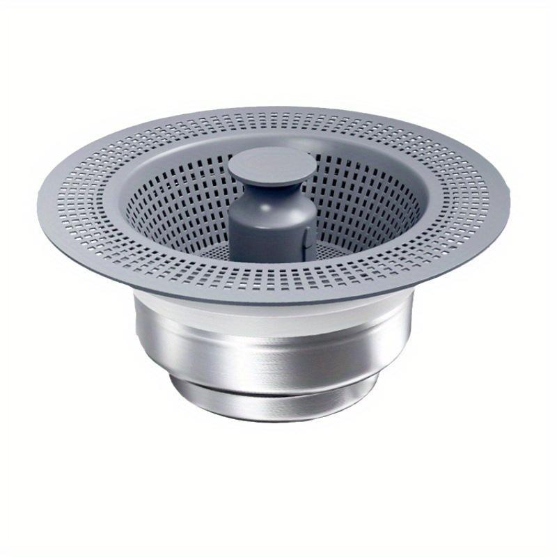 Large Filter 3 In 1 Kitchen Sink Drain Strainer and Stopper Combo, Chrome Stainless Steel Wraped Shell, Anti-Clogging Basket Strainer
