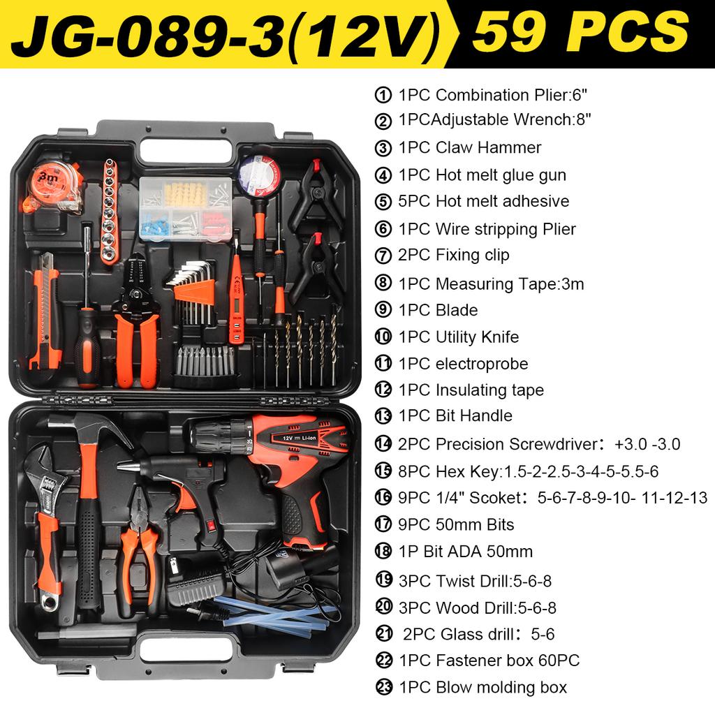 Cordless Drill Driver Set, 12V Electric Screwdriver Driver Tool Kit, 3/8" Keyless Chuck, Charger and batterie Included